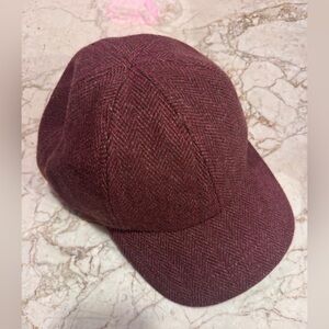 Storied Hats 6 panel Crimson & Brown Wool Herringbone Baseball Cap